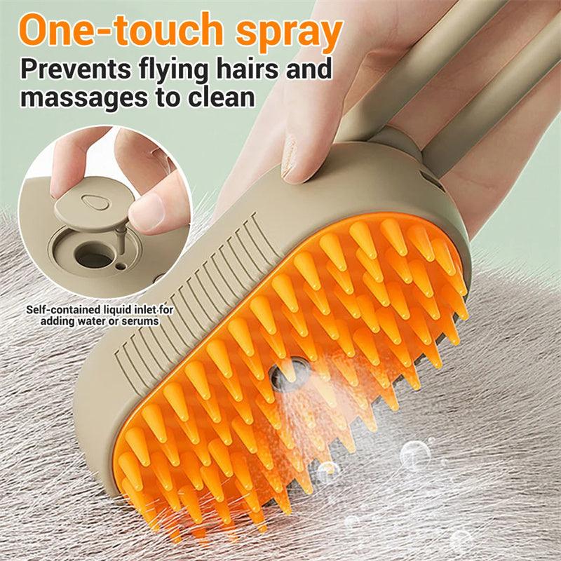 Steamy Pet Spa: 3-in-1 Electric Grooming, Massage, and De-shedding Brush - Itzmypet