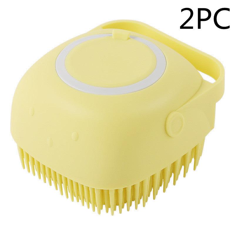 2-in-1 Silicone Pet Grooming Brush with Shampoo Dispenser for Dogs and Cats - Itzmypet