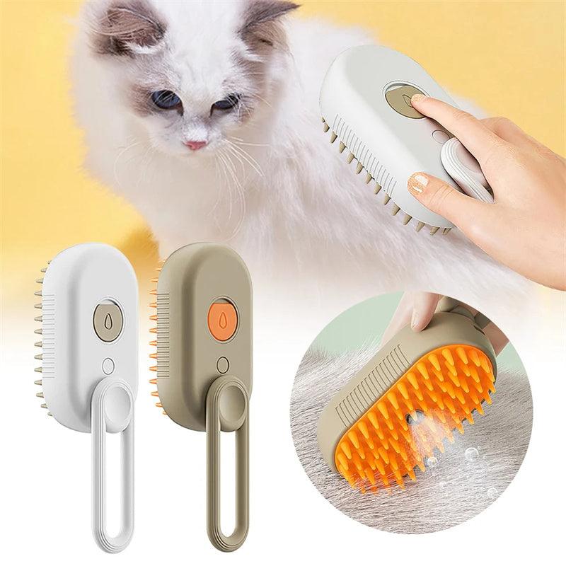 Steamy Pet Spa: 3-in-1 Electric Grooming, Massage, and De-shedding Brush - Itzmypet