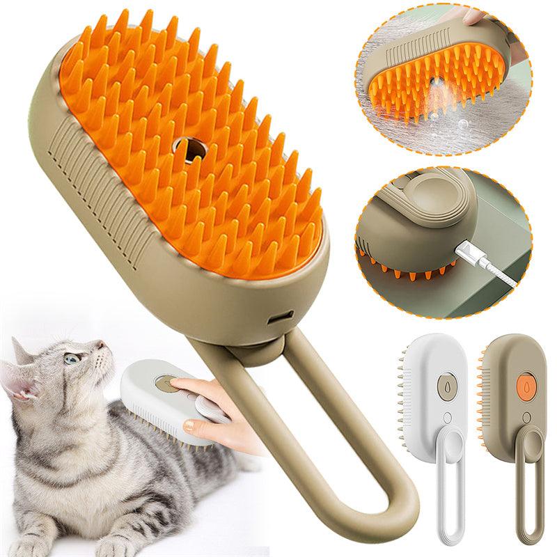 Steamy Pet Spa: 3-in-1 Electric Grooming, Massage, and De-shedding Brush - Itzmypet