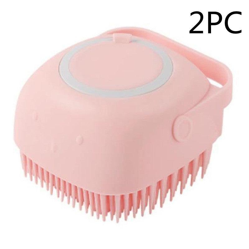 2-in-1 Silicone Pet Grooming Brush with Shampoo Dispenser for Dogs and Cats - Itzmypet