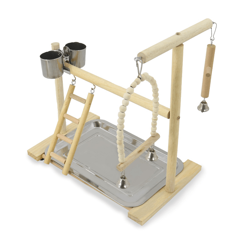 Interactive Wood Stand Play Gym for Small to Medium Birds - Itzmypet