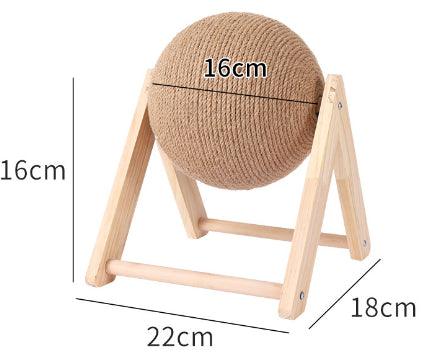 Sisal-Wrapped Cat Scratch Sphere with Wooden Base - Itzmypet