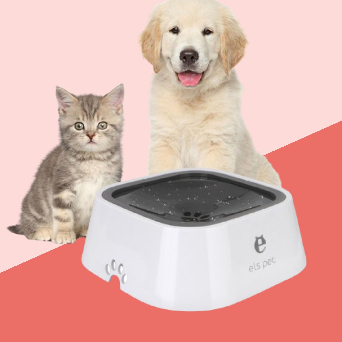 Anti-Spill Pet Water Bowl with Floating Slow Feeder for Hygienic Drinking - Itzmypet