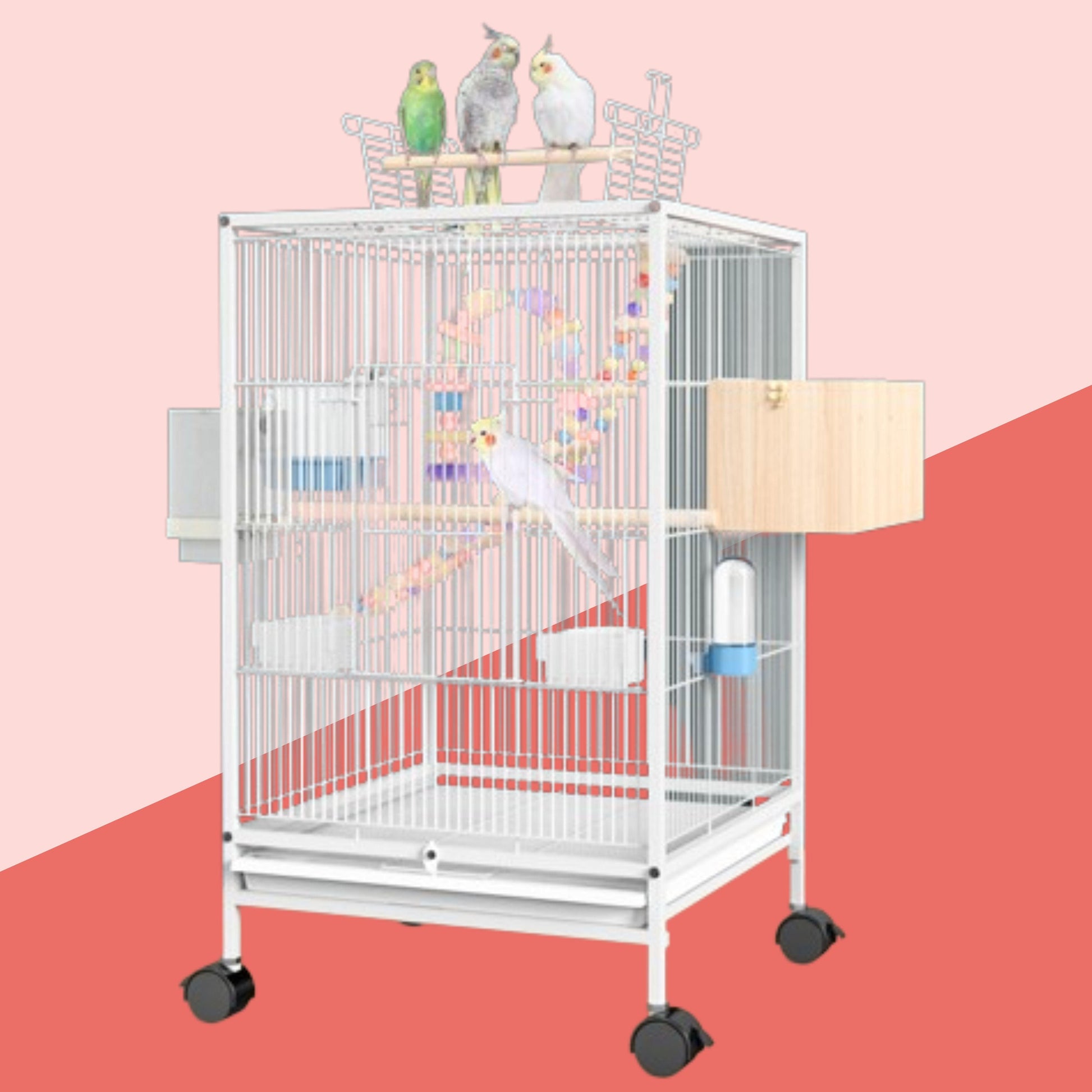 Spacious Metal Bird Cage with Modern Design - Itzmypet