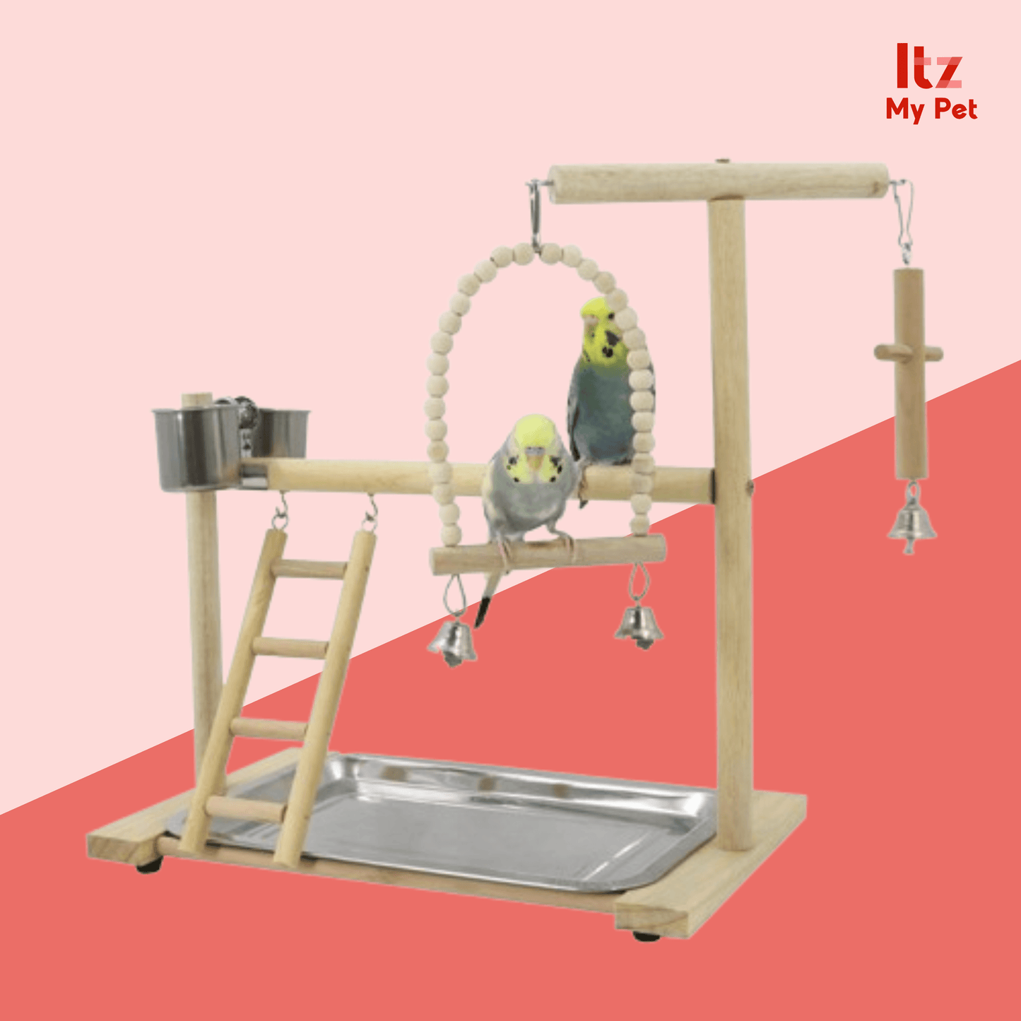 Interactive Wood Stand Play Gym for Small to Medium Birds - Itzmypet