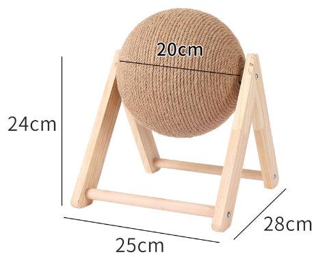 Sisal-Wrapped Cat Scratch Sphere with Wooden Base - Itzmypet