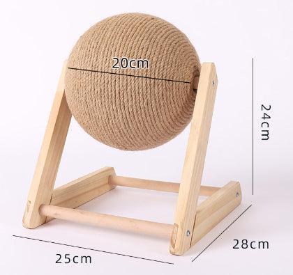 Sisal-Wrapped Cat Scratch Sphere with Wooden Base - Itzmypet