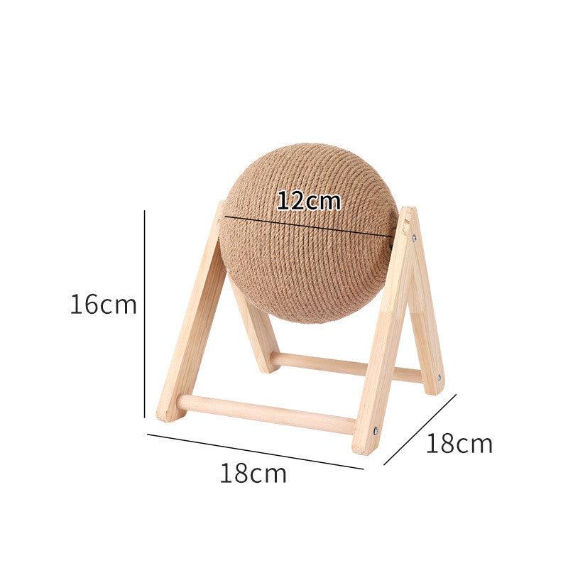 Sisal-Wrapped Cat Scratch Sphere with Wooden Base - Itzmypet