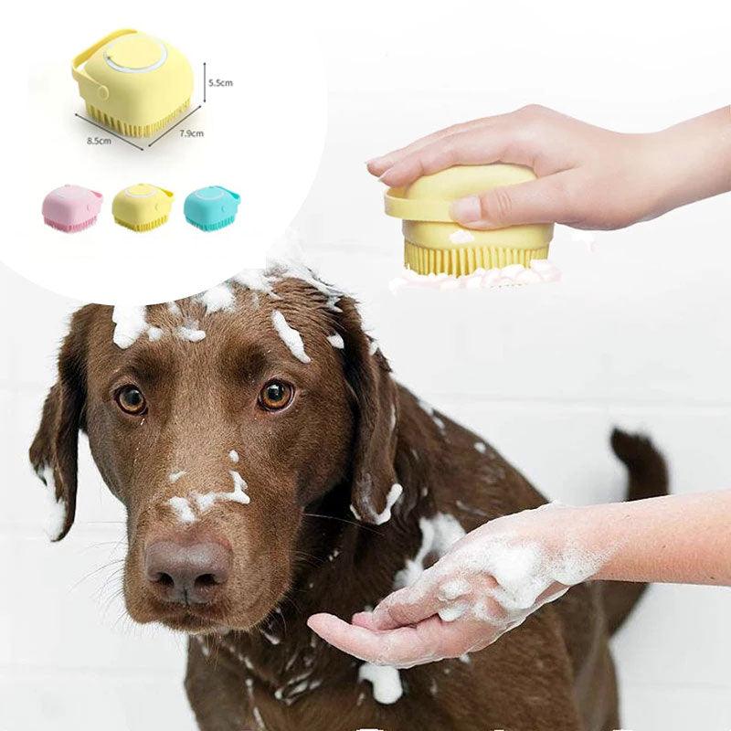 2-in-1 Silicone Pet Grooming Brush with Shampoo Dispenser for Dogs and Cats - Itzmypet