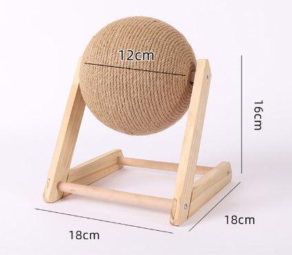 Sisal-Wrapped Cat Scratch Sphere with Wooden Base - Itzmypet